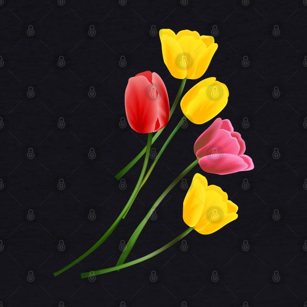 Tulip flower, red yellow rose by MyArtCornerShop